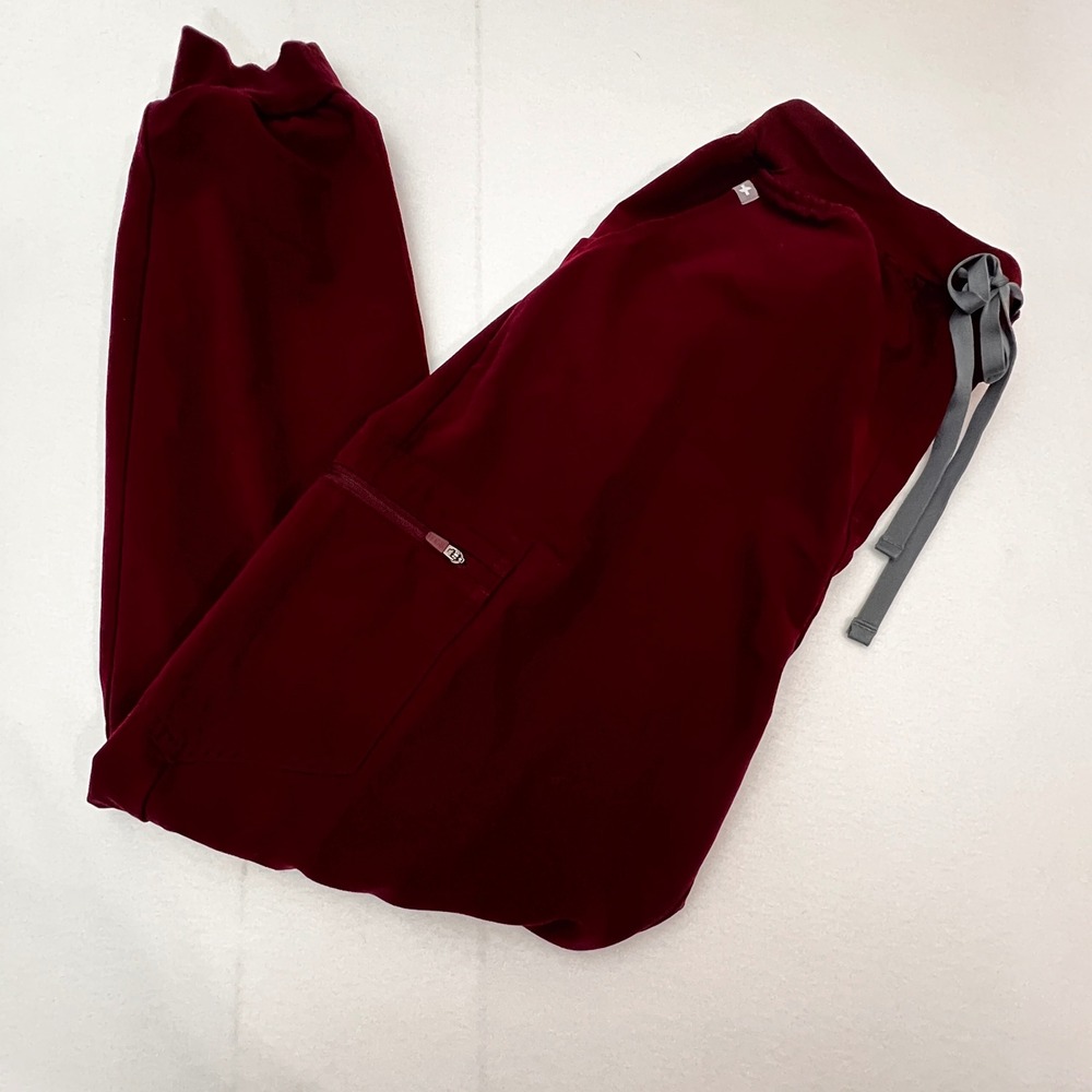 FIGS Zamora High Rise Jogger Scrub Pants Womens Large Tall Burgundy Wine FIONx